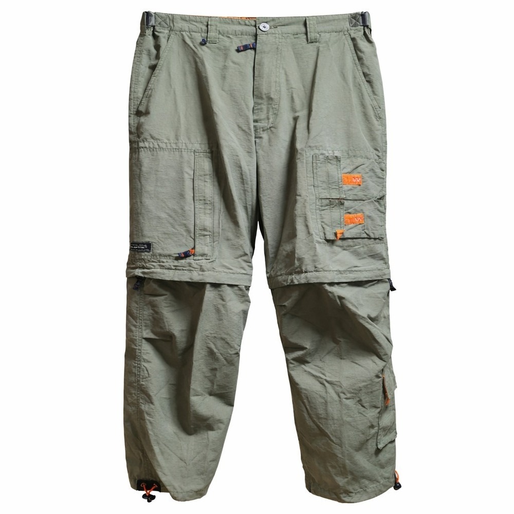 WEAR 1 FIRST Convertible Hiking Pant Sz 32x30 Green Cargo Zip-Off Baggy Gorpcore